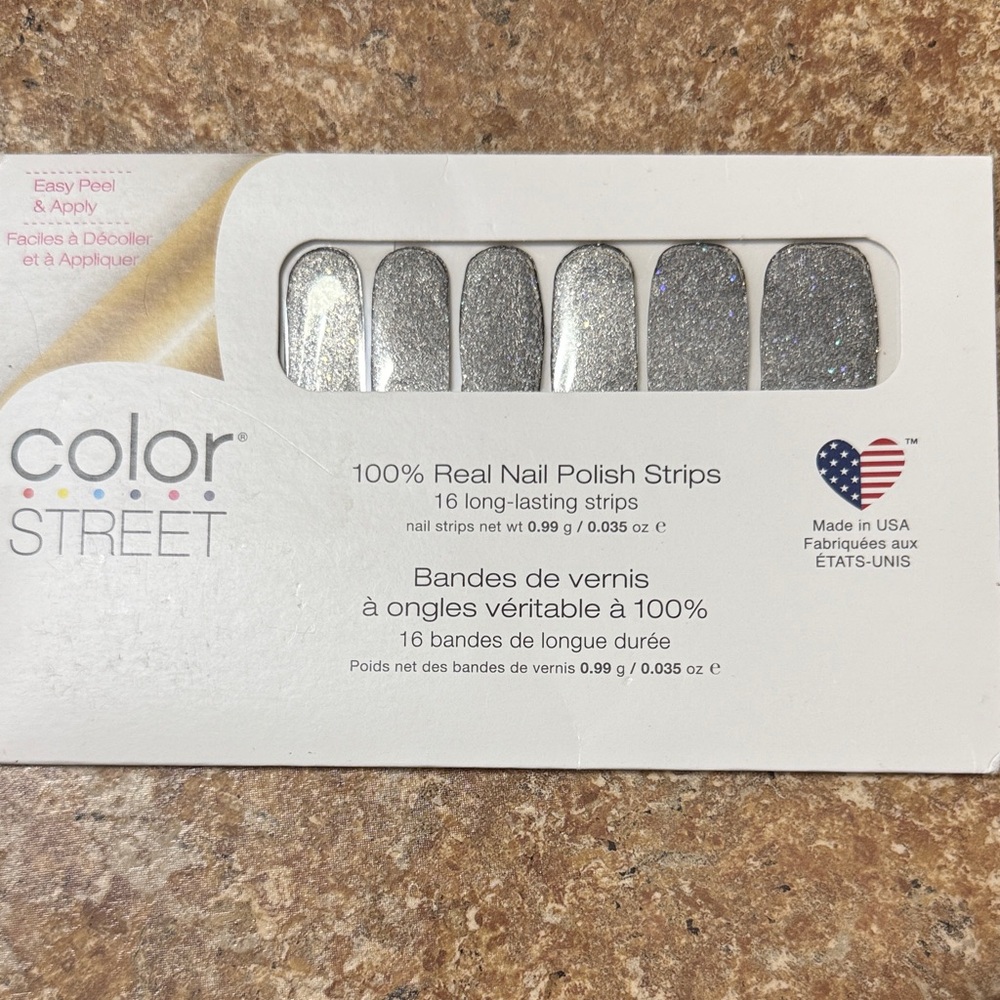 Color Street Silver Holographic Glitter Nail Strips